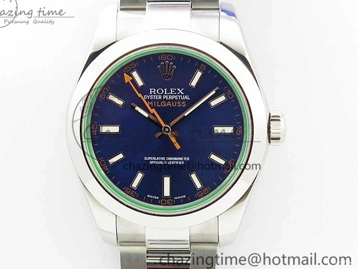 MiroTime 0226 Milgauss 116400 GV Noob 1:1 Green Sapphire Blue Dial on SS Bracelet A Thermal 3124